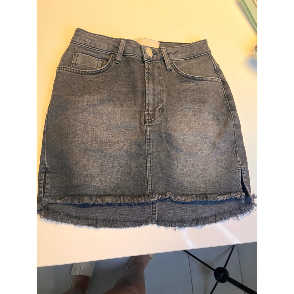 One Teaspoon FOX BLACK 2020 MINI HIGH WAIST DENIM SKIRT NWOT - Picture 7 of 9